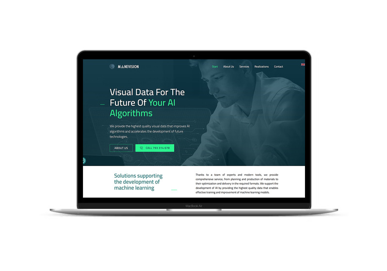 Strona internetowa wykonana dla Firmy Manevision specjalizującej się w danych wizualnych dla algorytmów AI