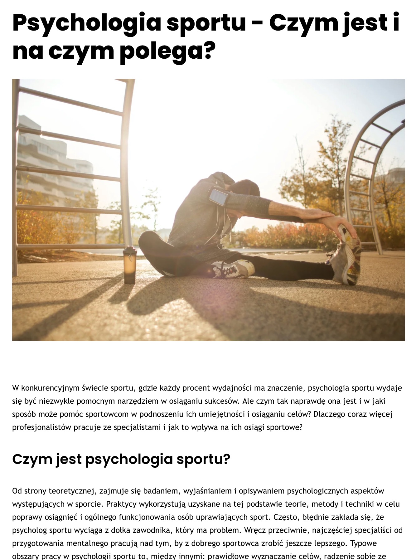 Artykuł blogowy o psychologii sportu