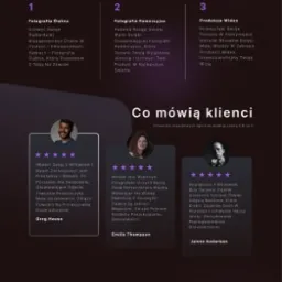 Strona internetowa fotografa Williama Smitha, prezentująca jego portret z aparatem, ofertę fotografii ślubnej, komercyjnej i kamerzysty oraz opinie klientów i galerię ulubionych zdjęć.