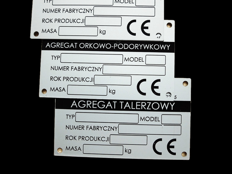 Tabliczki znamionowe z seryjną numeracją z aluminium