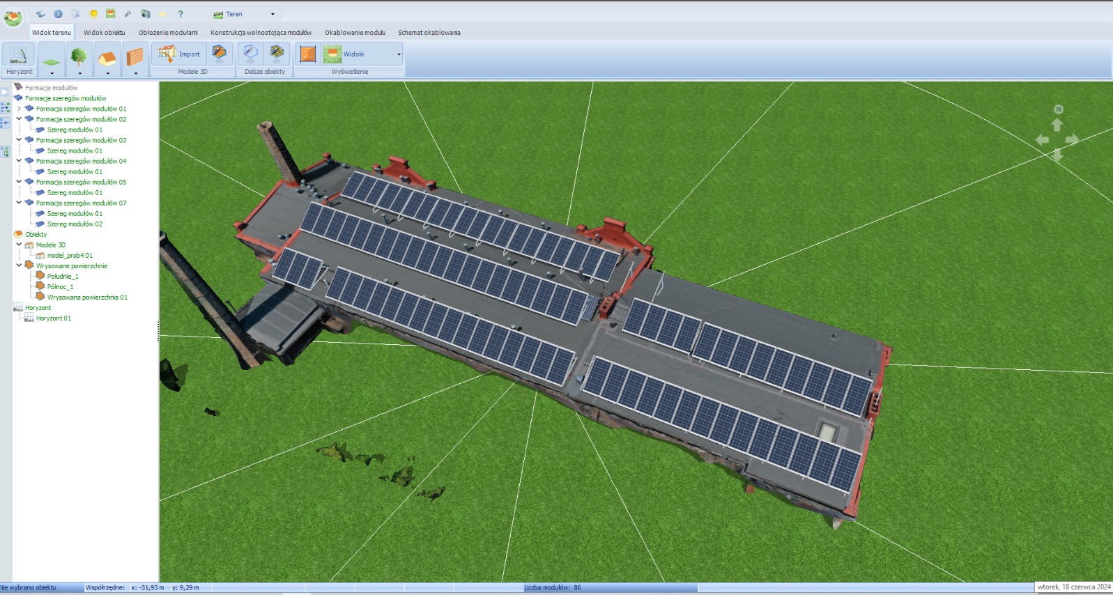 Optymalizacja instalacji 50kW pod kątem występującego zacienienia jak i wielkości paneli.