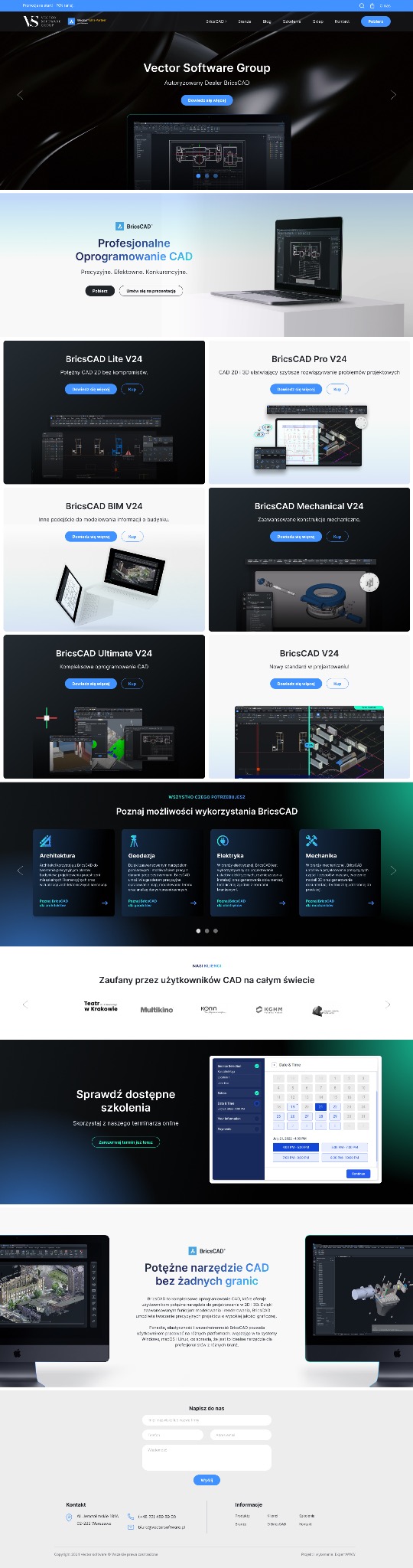 Projekt graficzny dla sklepu internetowego z oprogramowaniem BrcisCAD - Vector Software.