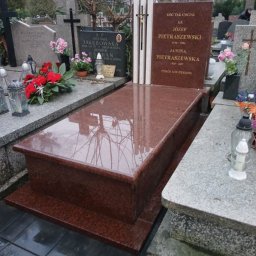 Nagrobek wykonany z granitu vanga + super white. Rozmiar 120 x 250 cm. Miejsce realizacji : Warszawa ul. Wolska