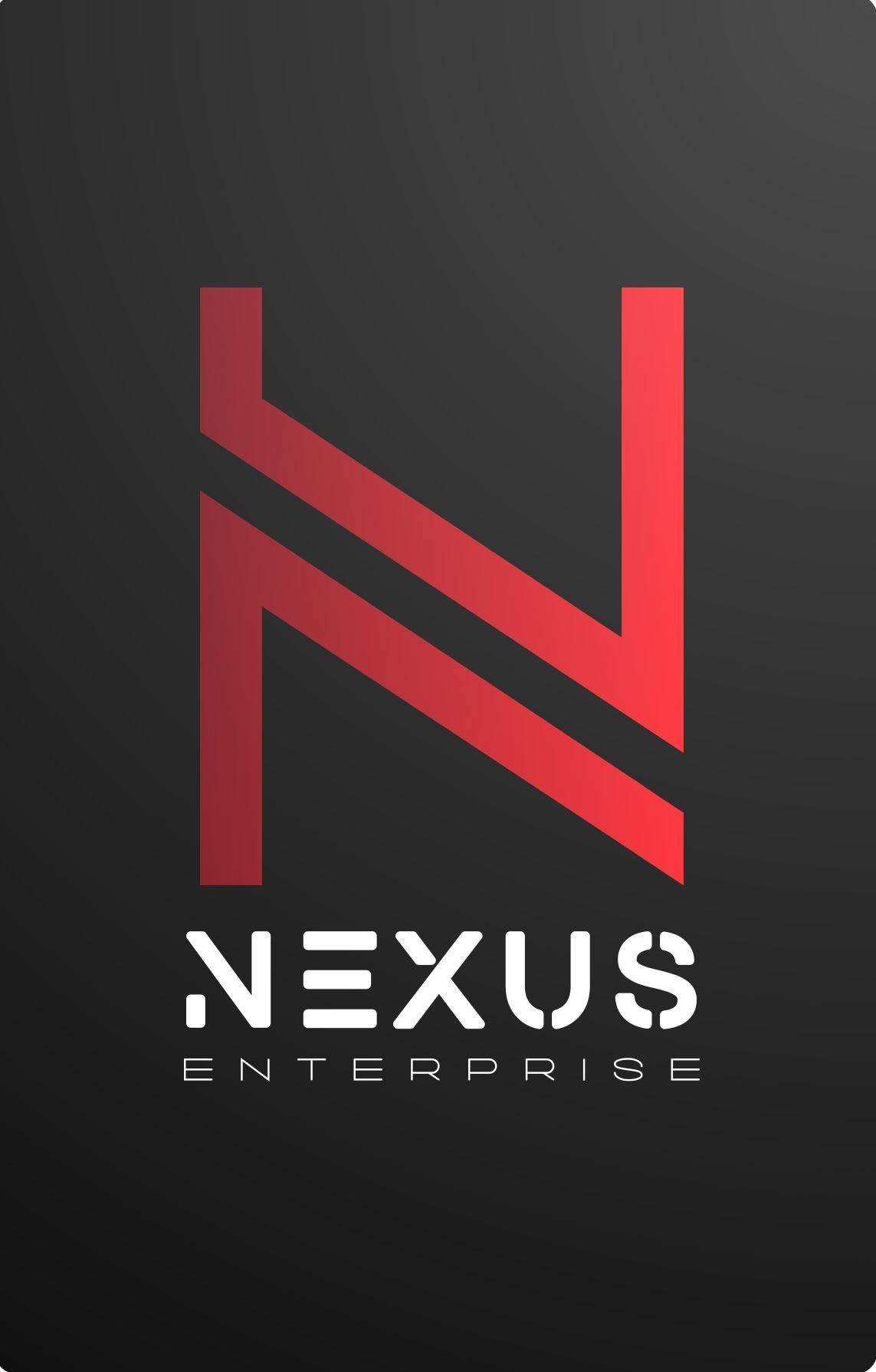 Logo Nexus Enterprise z czerwonym, stylizowanym literałem N na czarnym tle.