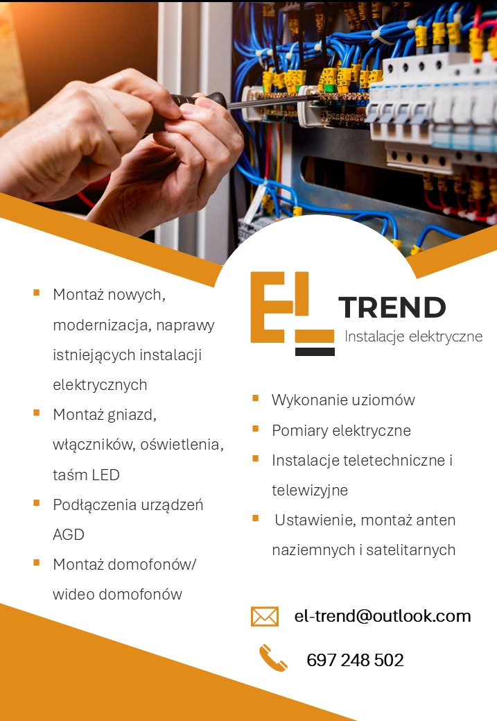 Elektryk dokręca śrubokrętem przewody w skrzynce rozdzielczej, widoczne liczne kable w kolorowych izolacjach i bezpieczniki.