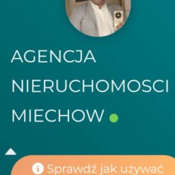 POLECANA AGENCJA NIERUCHOMOŚCI W MIECHOWIE MAREK CWAŁA - Ekran aplikacji mobilnej Agencji Nieruchomości Miechów z okrągłym zdjęciem profilowym mężczyzny w garniturze, informacją o panelu użytkownika oraz ikonami informacji i wiadomości.