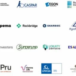 Zestaw logotypów różnych firm z branży finansowej i ubezpieczeniowej, w tym Nationale Nederlanden, Caspar, Aegon, Rodzinne Inwestycje, Ipopema, Rockbridge, Skarbiec, AgioFunds, Investors, Superfund...