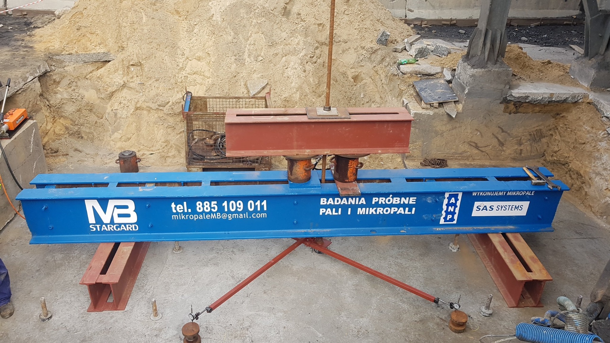 Badania wytrzymałościowe mikropali na wyrywanie. Polkowice