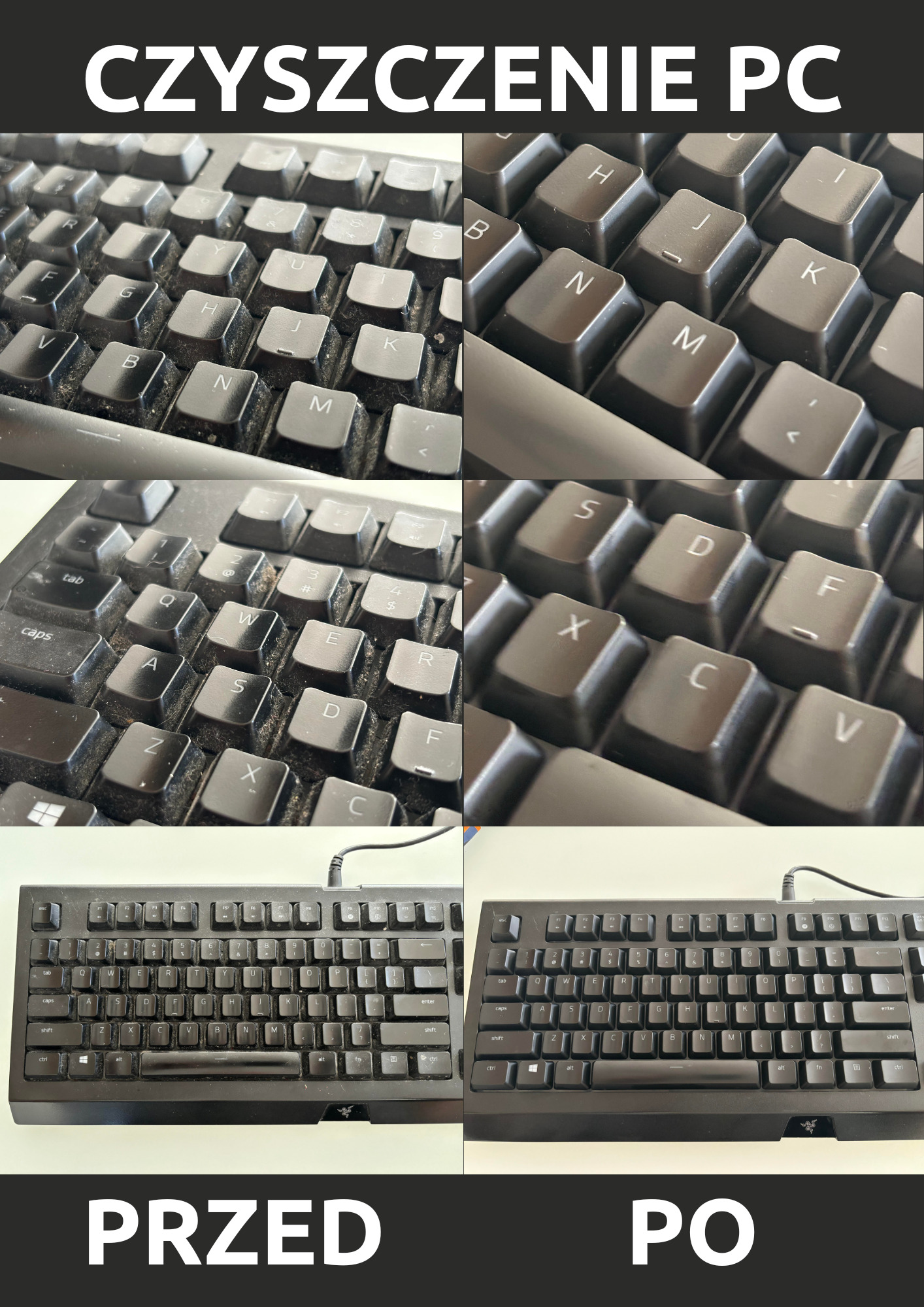 Komputerowe SPA - wynik konserwacji klawiatury gamingowej Razer