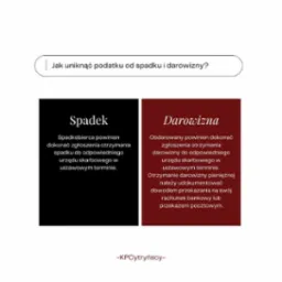 Infografika przedstawiająca obowiązki spadkobiercy i obdarowanego w kontekście zgłoszenia spadku i darowizny do urzędu skarbowego, z krótkimi tekstami informacyjnymi w ciemnych ramkach na białym tle.