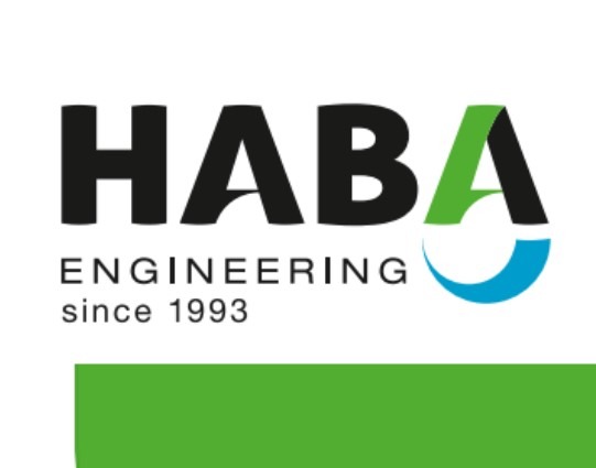 Logo firmy HABA Engineering, założonej w 1993 roku, z zielonym symbolem w literze 'A' i niebieskim półokręgiem poniżej.