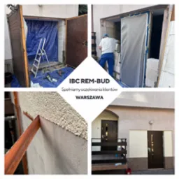 Wymiana dwóch drzwi, murowanie ściany, tynkowanie barankiem.