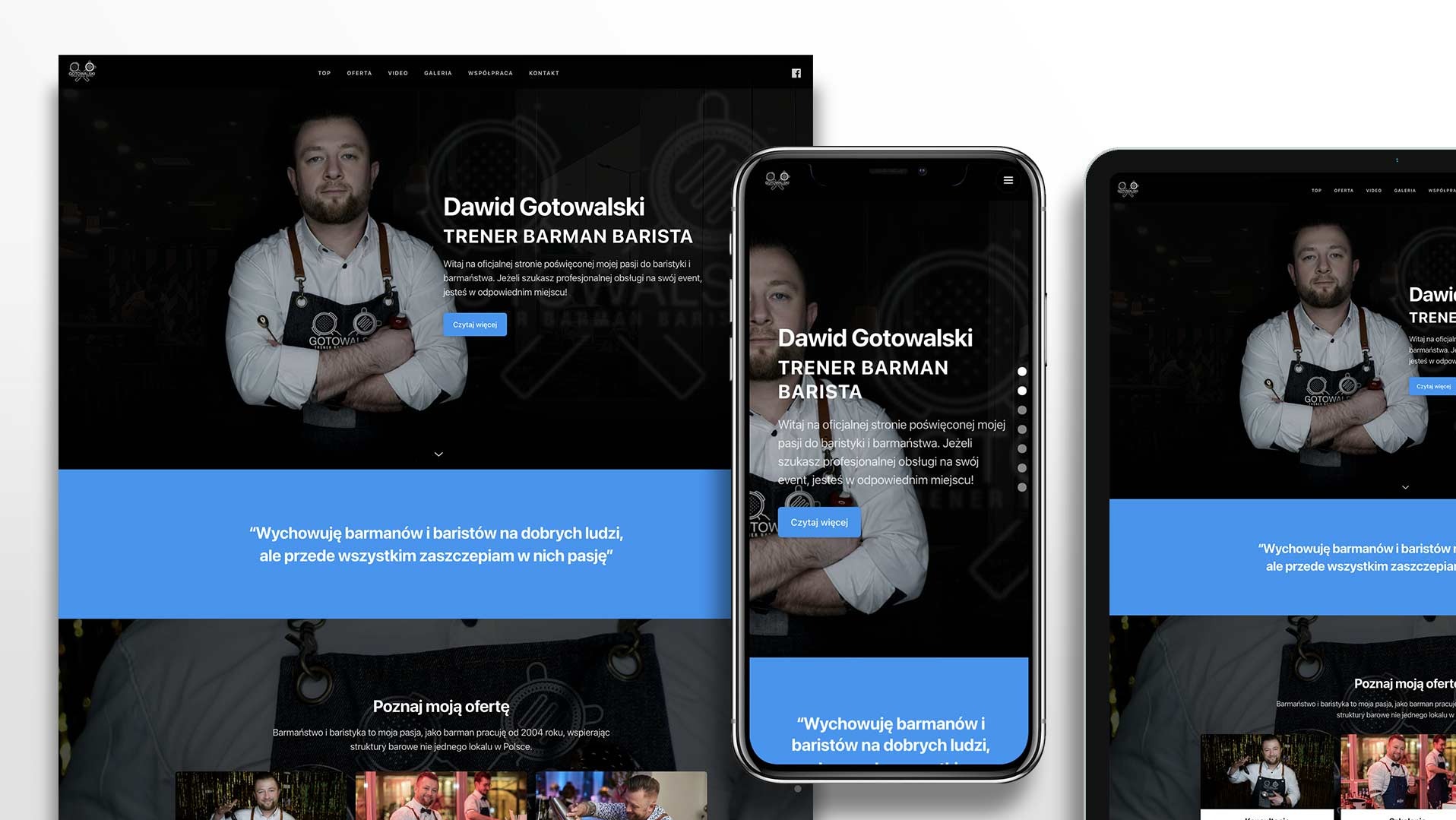 Kreowanie marki Dawid Gotowalski wraz z filmem promocyjnym i stroną internetową.