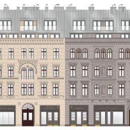 KORNEL KŁOS STUDIO QOS - projekt elewacji kamienic we Wrocławiu, zrealizowane