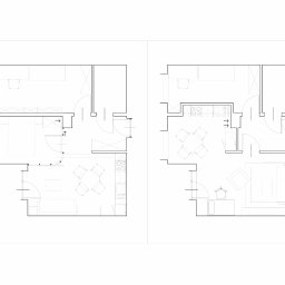 KORNEL KŁOS STUDIO QOS - koncepcja aranżacji mieszkania dwupokojowego, warianty