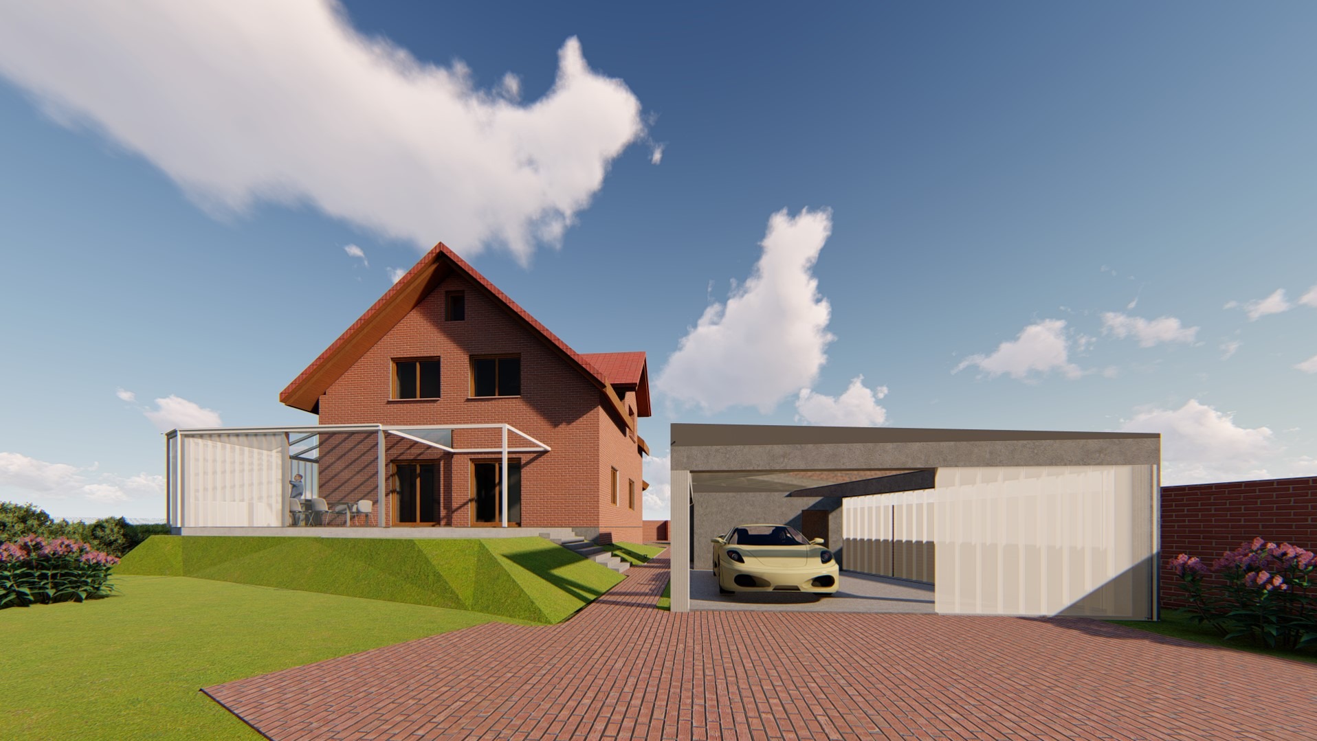 koncepcja oranżerii i garażu wolnostojącego