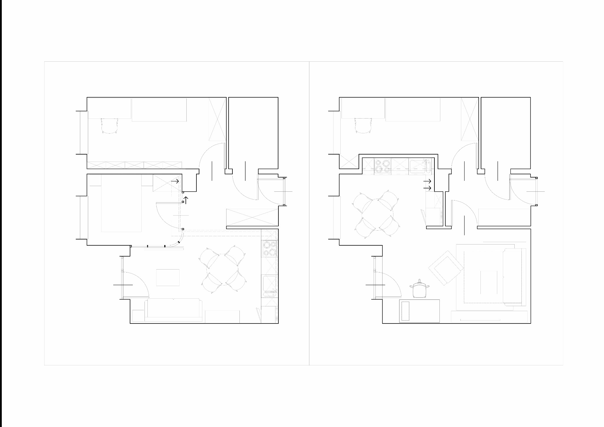koncepcja aranżacji mieszkania dwupokojowego, warianty