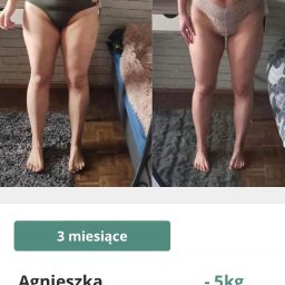 Magdalena Paruch Trener Personalny - Sylwetka kobiety przed i po 3 miesiącach diety i treningu siłowego, widoczna utrata wagi -5kg.