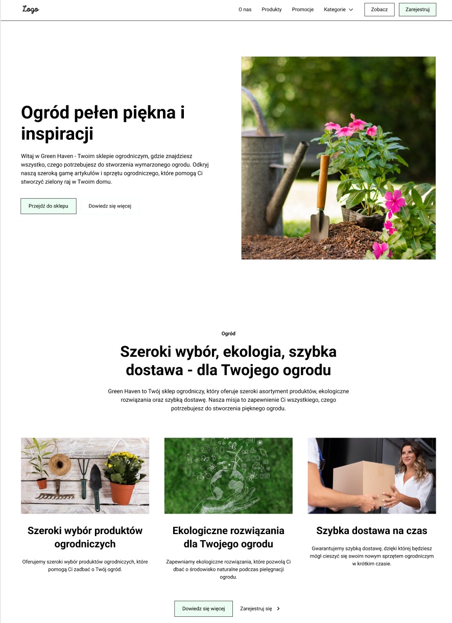 Strona poglądowa- sklep ogrodniczy