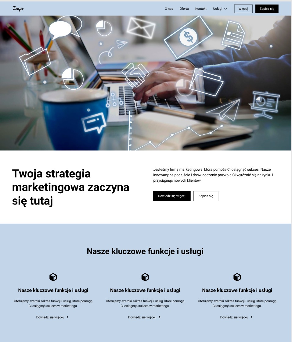 strona poglądowa- firma marketingowa