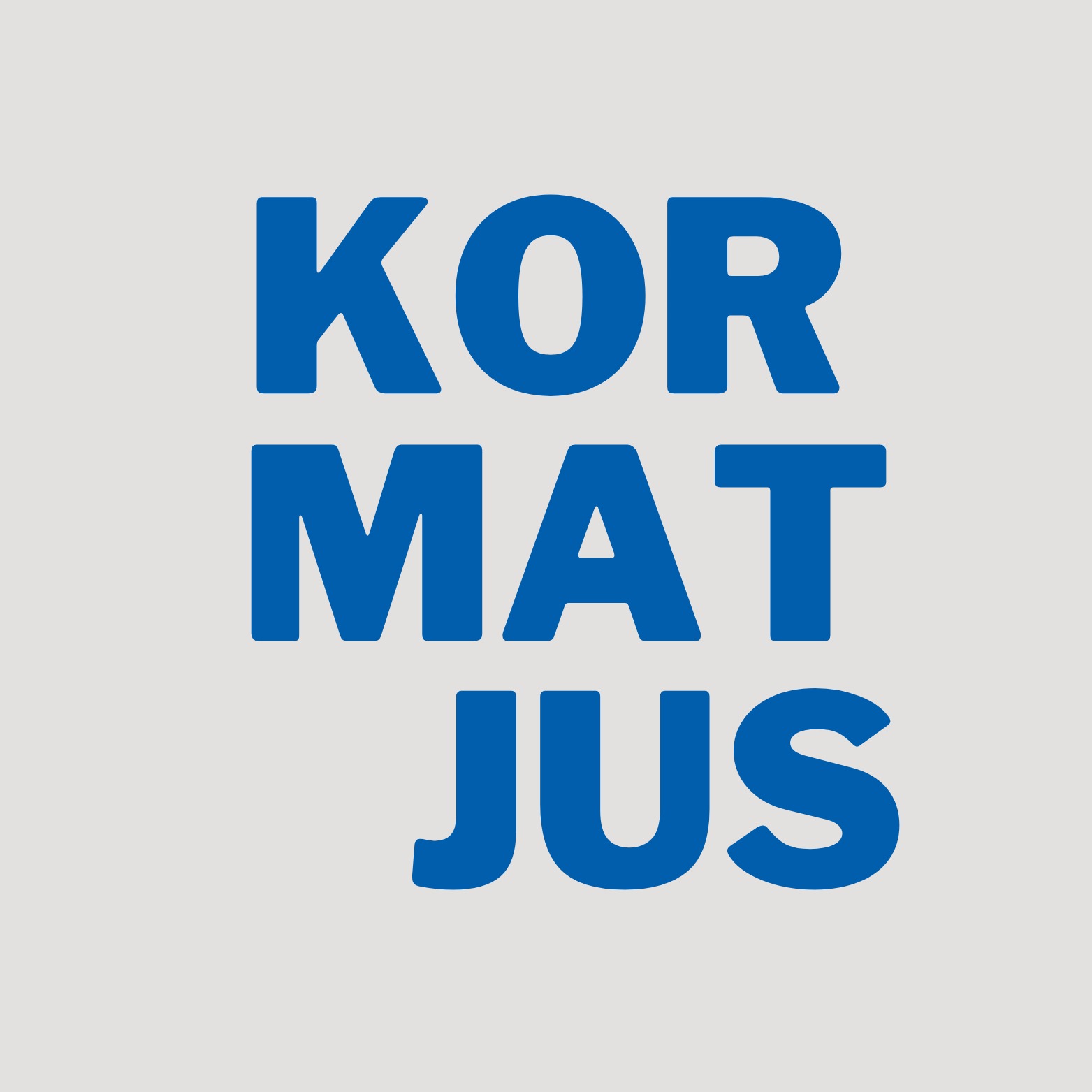 Logo firmy KORMATJUS w kolorze niebieskim na jasnoszarym tle.