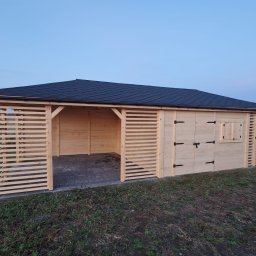 ALTANKIDOMKI.PL - Domek narzędziowy z altaną i drewutnią Pawełek 3w1 4x8m