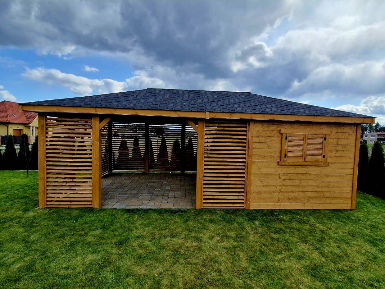 Domek narzędziowy z altaną oraz drewutnią 3w1 4x7m