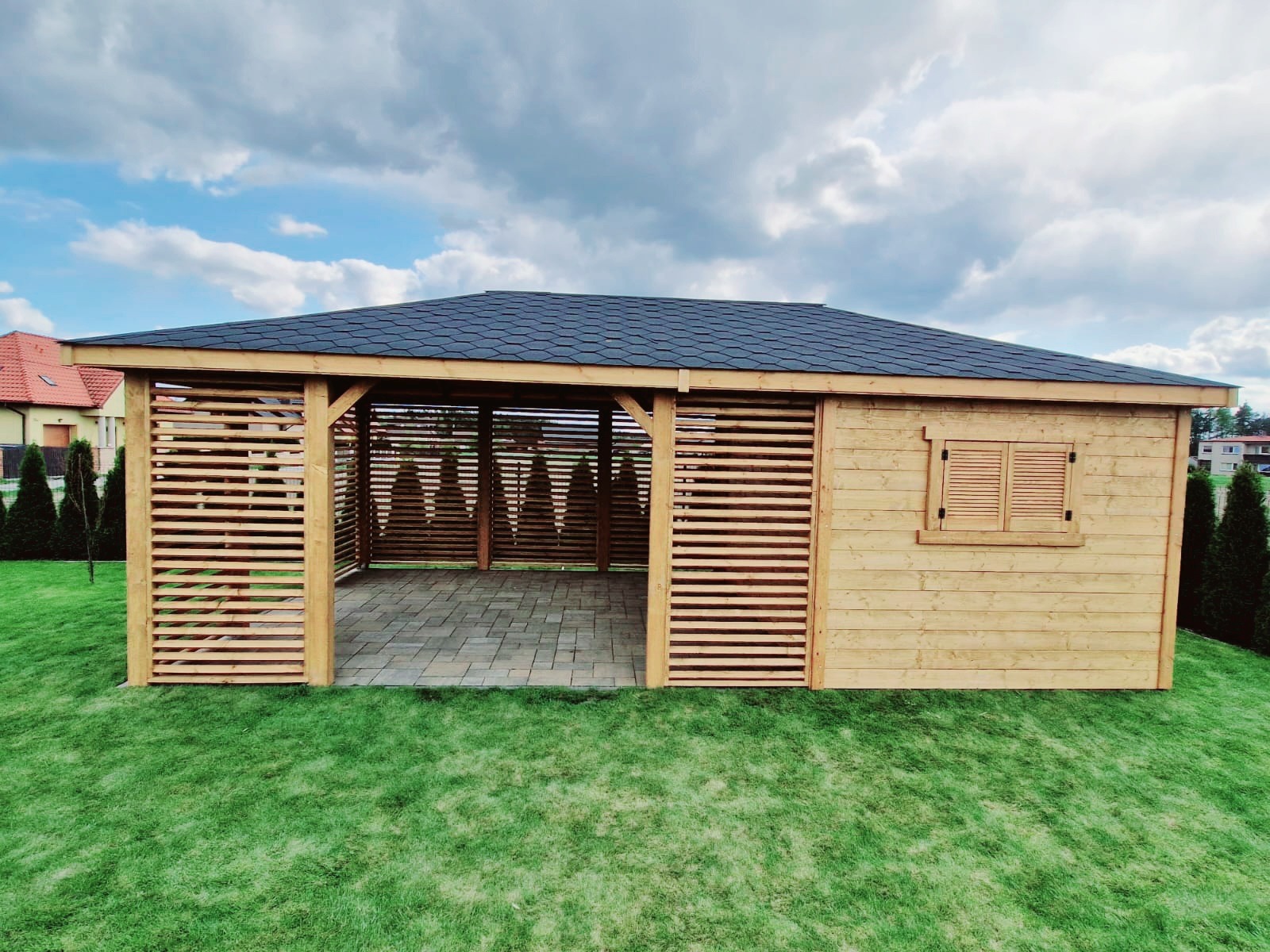 Domek narzędziowy z altaną Pawełek 2w1 4x6m