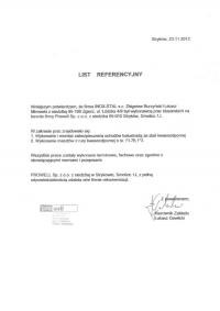 Skan dokumentu - List referencyjny firmy PROMELL, zawierający dane adresowe i podpis. Dokument datowany na 22.01.2015.