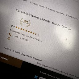Kancelaria Adwokacka Adwokat Mariola Uberman - nagrodzona przez ORŁY , Laureat plebiscytu Orły - w branży prawniczej.  