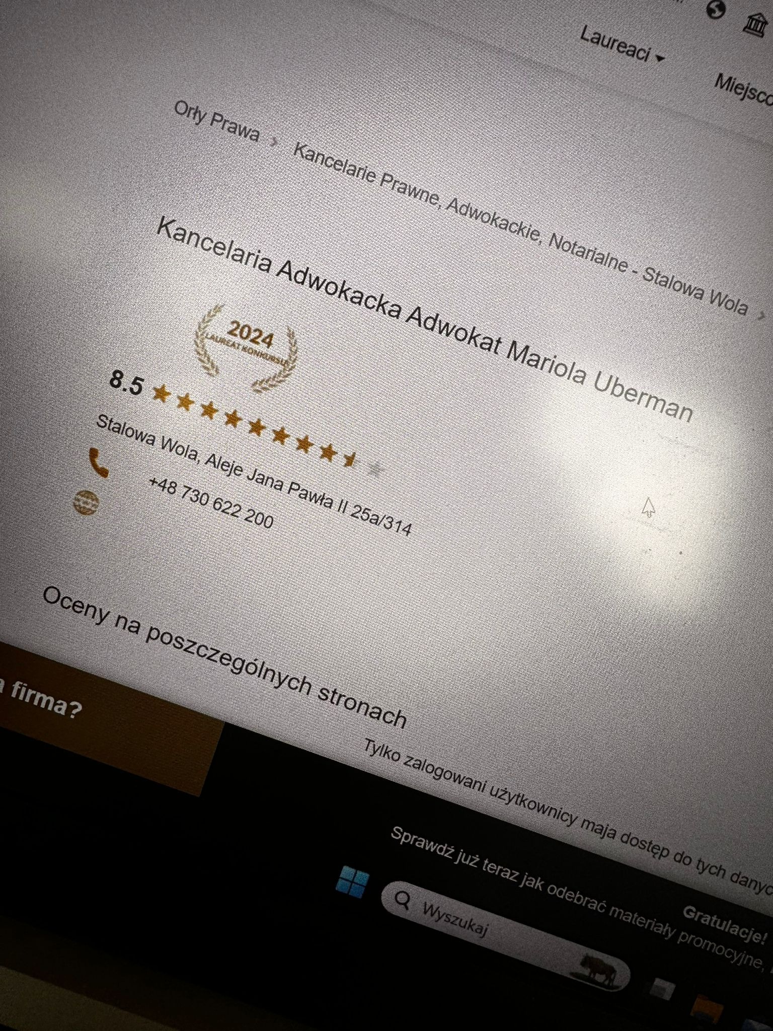 Kancelaria Adwokacka Adwokat Mariola Uberman - nagrodzona przez ORŁY , Laureat plebiscytu Orły - w branży prawniczej.