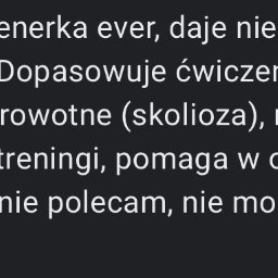 Kalina Krawczyńska Trener Personalny i Dietetyk POWERNATION Wrocław - Tekst rekomendacji dla trenerki personalnej, podkreślający indywidualne podejście do klienta ze skoliozą i różnorodność treningów.