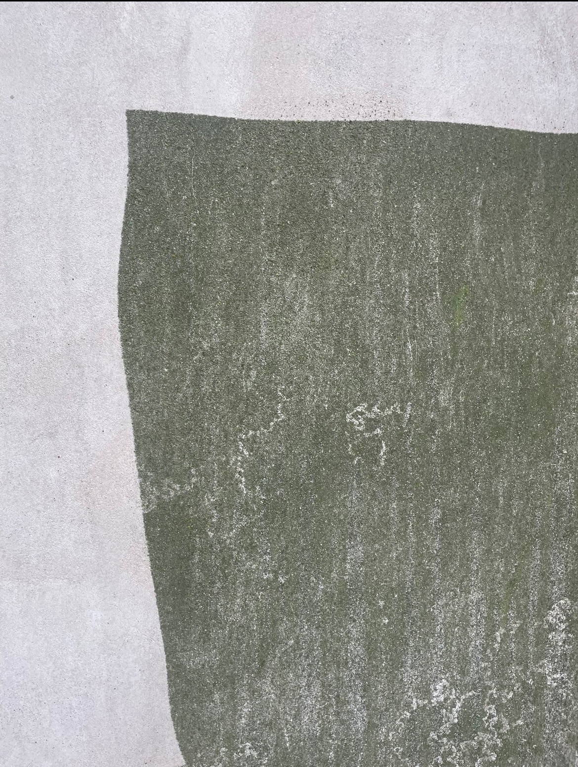 Fragment elewacji po czyszczeniu, widoczna wyraźna różnica w kolorze i czystości między umytą a nieumytą powierzchnią. Detal.