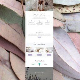 ATM Obsługa Inwestycji Grzegorz Duma - Responsywna strona WWW sklepu Goose & Lavender z Łodzi, prezentująca kolekcję pościeli. Tło zdjęcia stanowią suszone liście eukaliptusa, dodające naturalnego charakteru.