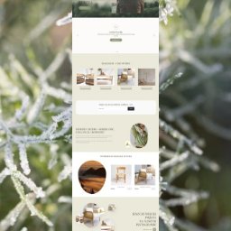 ATM Obsługa Inwestycji Grzegorz Duma - Nowoczesny projekt strony internetowej z minimalistycznym designem, prezentujący aranżacje wnętrz i meble w stonowanej kolorystyce, z elementami roślinnymi w tle.