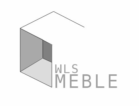 Graficzne logo firmy WLS Meble przedstawiające uproszczony, trójwymiarowy narożnik pomieszczenia w odcieniach szarości.