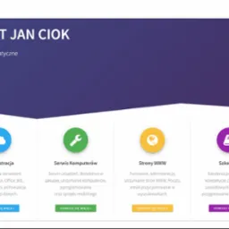 Strona internetowa firmy Pro IT Jan Ciok prezentująca usługi informatyczne: administracja serwerami, serwis komputerów, tworzenie stron WWW i szkolenia.