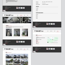 Martyna Waszczykowska - Strona internetowa firmy WA-BET S.C. z ofertą betonu, laboratorium i galerią. Widoczne logo, zdjęcia betonomieszarek i sprzętu laboratoryjnego. Przejrzysty układ.