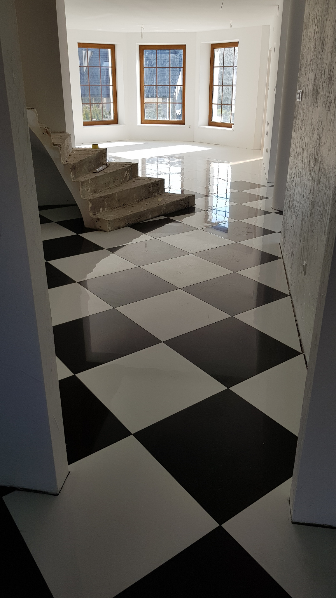 Podłoga szachy.Płytka 60na60 połysk.