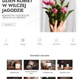 Codelio Sp. z o.o. - Strona internetowa sklepu z kosmetykami naturalnymi Wilcza Jagoda, z okazji Dnia Kobiet, prezentuje bukiet tulipanów, jako idealny prezent.