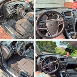 CZYSTY DOMEK Filip Rumiński - Wnętrze czarnego Opla Insignia przed czyszczeniem: brudna deska rozdzielcza, kierownica i fotele wymagają odświeżenia. Widoczne ślady kurzu i zabrudzeń na elementach wyposażenia.