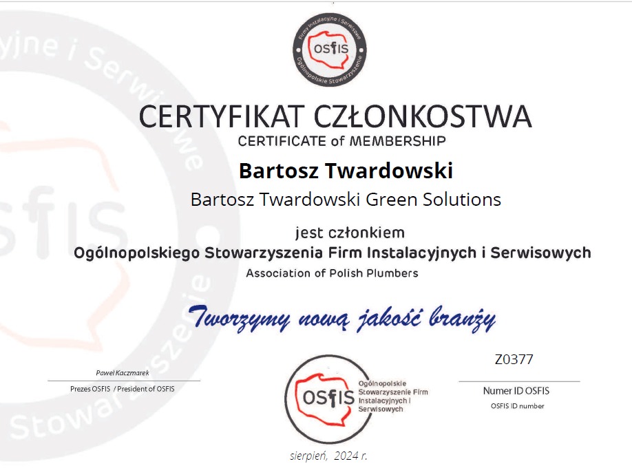 certyfikowany członek OSFiS