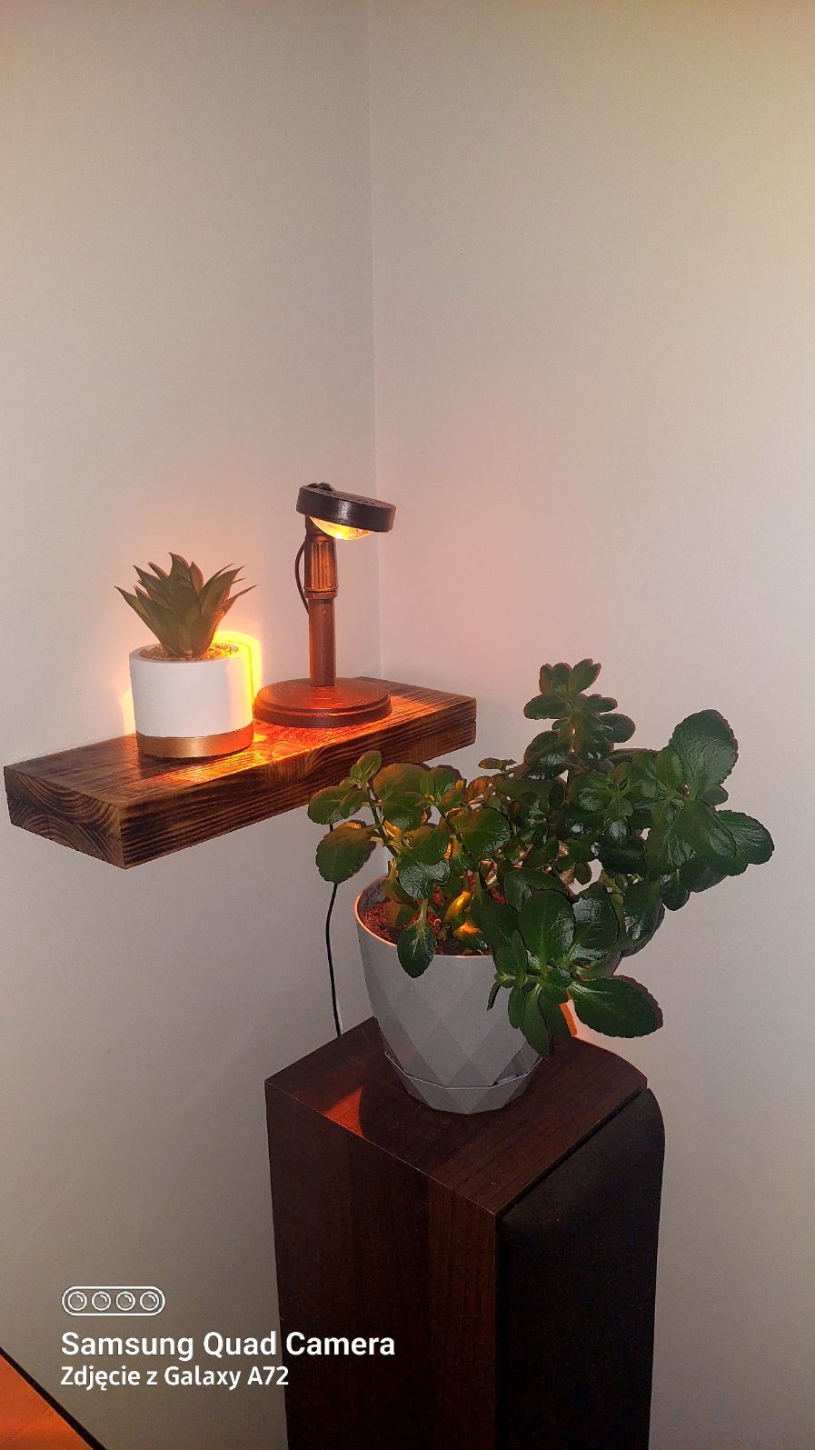 Półka wykonana z drewna opalonego