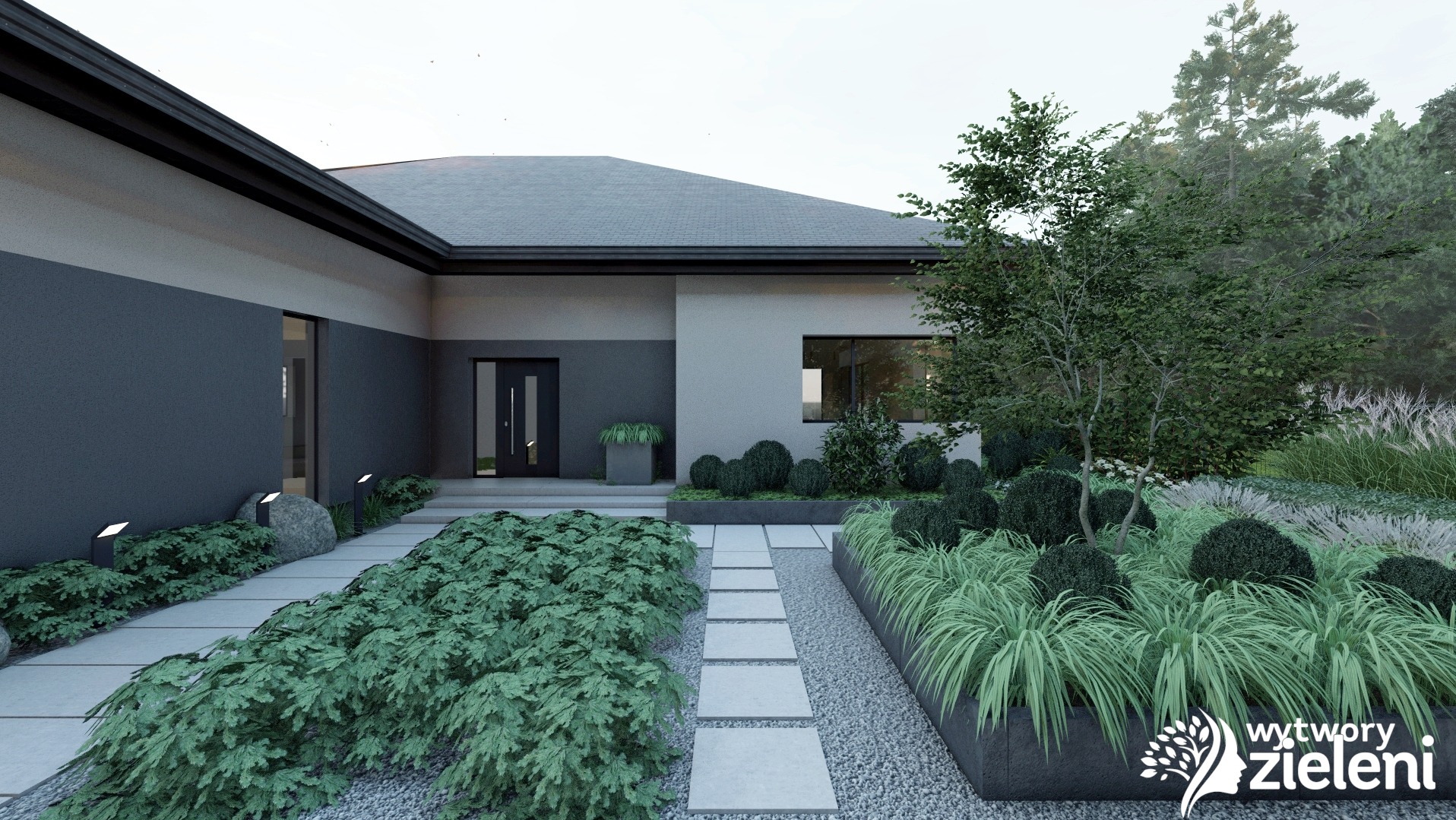 Ogród nowoczesny minimalistyczny, Żory, woj. śląskie