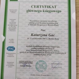 Certyfikat uzyskania tytułu głównego księgowego w 2023r.
