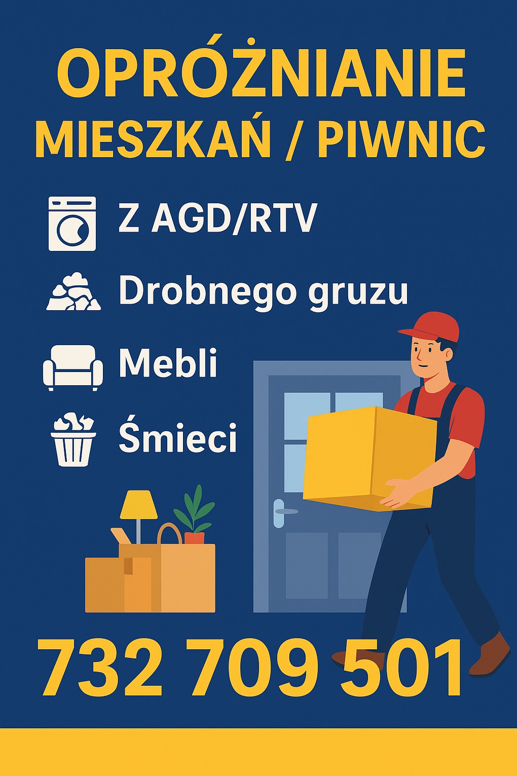 Wywóz mebli, AGD, gruzu i śmieci – opróżnianie mieszkań/piwnic Malowanie/Szpachlowanie Ścian/sufitów