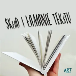 Otwarta książka z widocznymi stronami, na których widać tekst 'Skład i łamanie tekstu', trzymana w dłoni, z logo 'ART Studio' w prawym dolnym rogu.