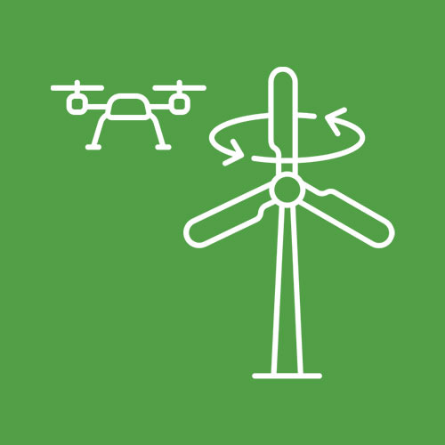Inspekcja dronem wiatraków