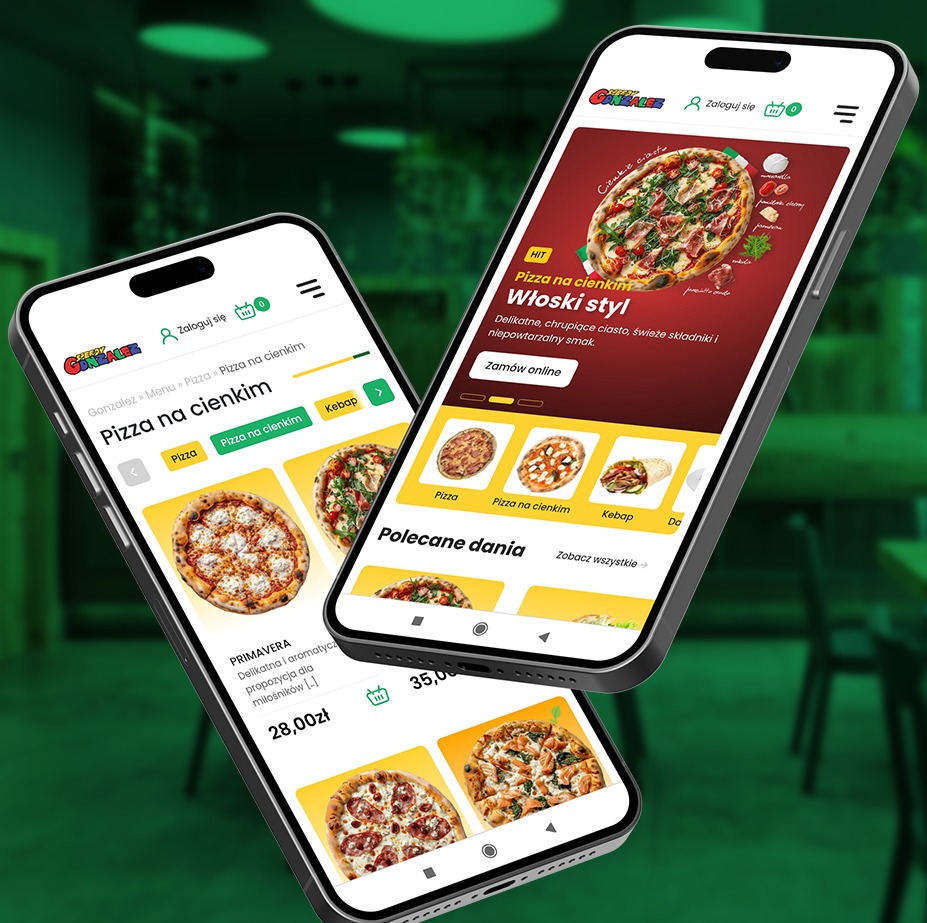 Sklep internetowy dla restauracji z panelem zamówień,