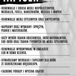 Ulotka dla firmy tapicerskiej